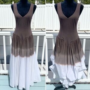 Luna Luz Brown Ombre V-Neck Tank Dress with Skirt Ties NWT Size Medium